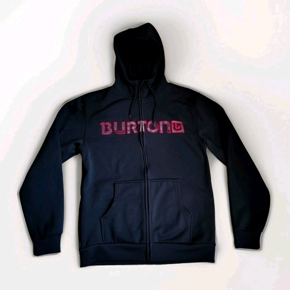 Burton Men's Black Bonded Ski Snowboard Full Zip Hoodie Logo Jacket Size Medium